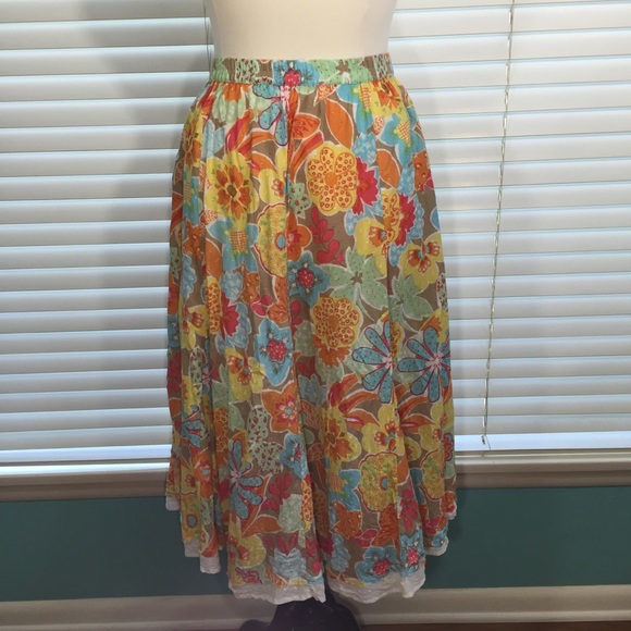 a' la carte Floral Print Skirt Size Large - Picture 1 of 8